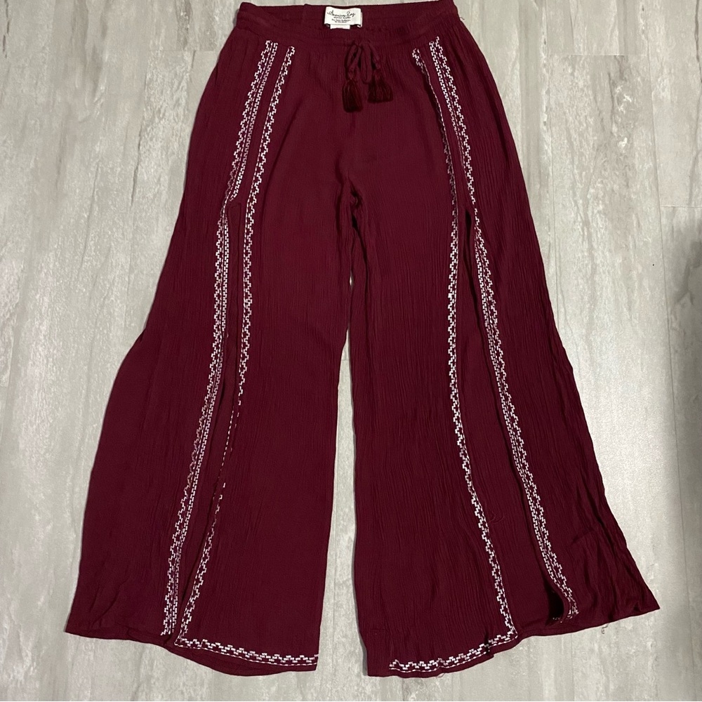 [PRELOVED] American Rag Cie burgundy boho pants with open leg slits